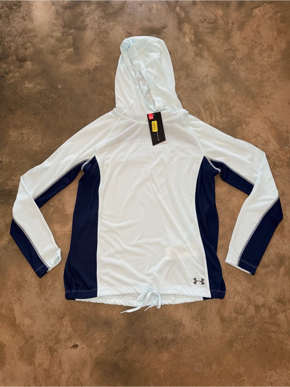NWT Under Armour Threadborne HeatGear Hoodie Aqua Navy Women’s Large